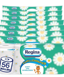 Regina Kamillepapir 3-lags toalettpapir 56 rullpakker for hele familien.
