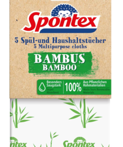 Spontex vaskbare bambus-husholdningskluter. Pakke med 40 stykker (8 x pakke med 5 stykker)