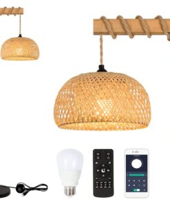 Rayofly vintage tregulvlampe med fjernkontroll og LED-p&aelig;re, app kontroll