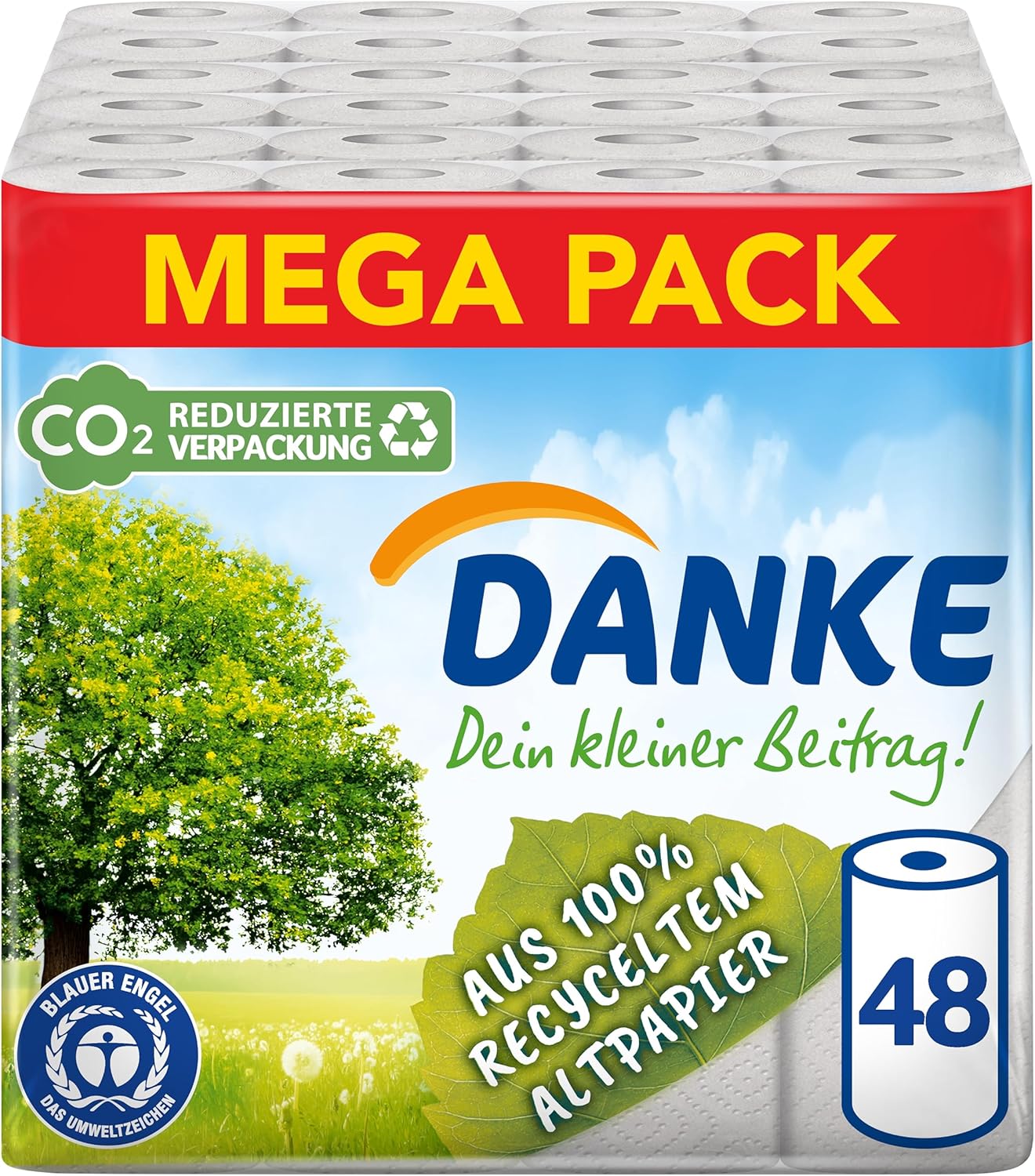 Danke kjøkkenrull, megapakke, 12 pakker (48 ruller x 45 ark)