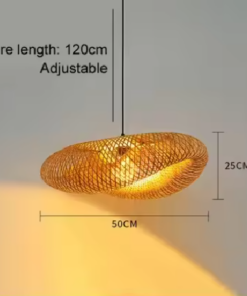 Bambus H&aring;ndvevpendel 50x25 cm Hengende LED-taklampe
