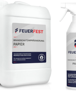 FEUERFEST&reg; Brannhemmende impregnering for papir, papp og halm - DIN 4102-B1 - FEUERFEST&reg; 5,0 L, 2,5 L, 0,5 L