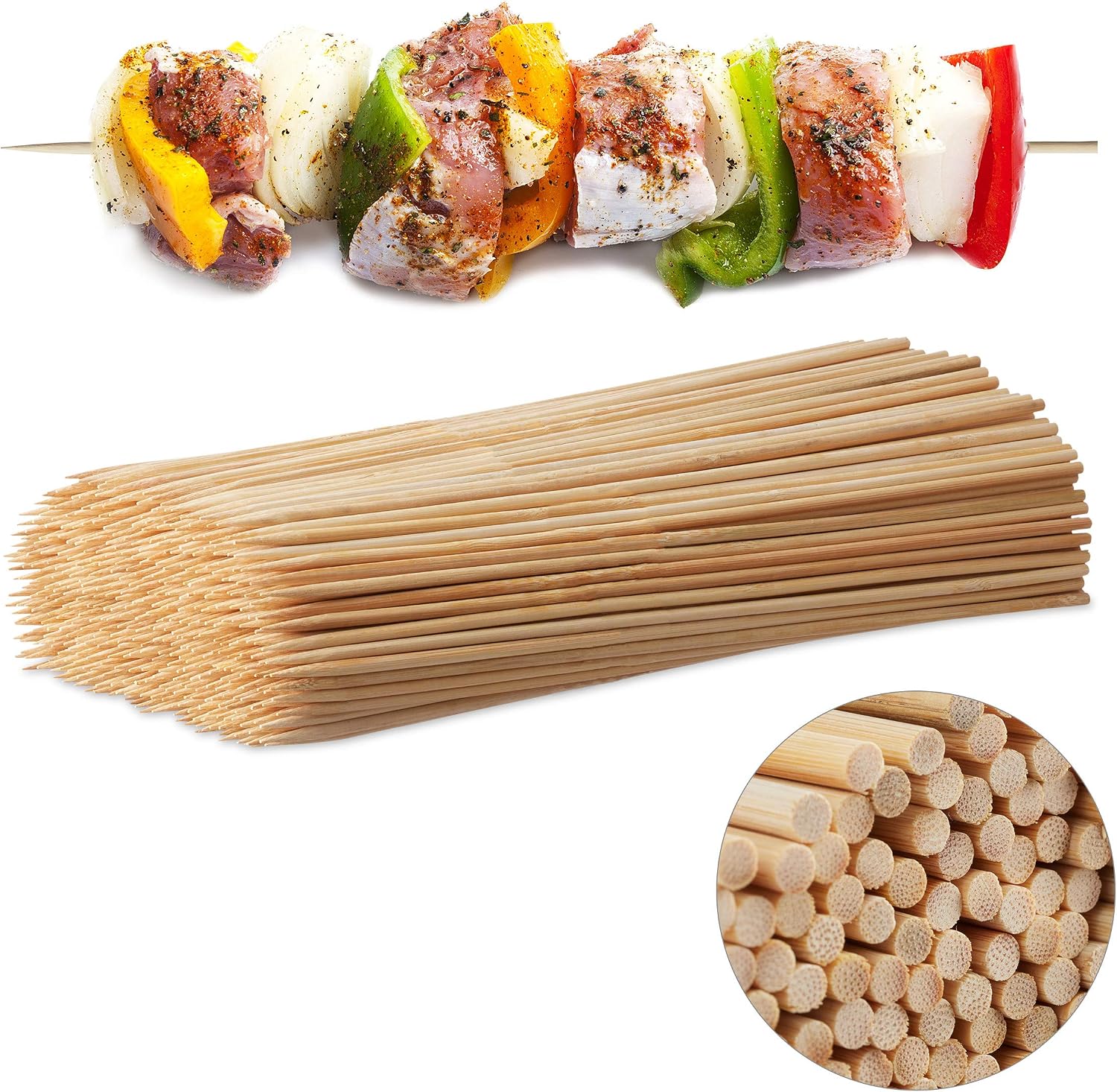 Relaxdays shish kebabspyd i tre med 2 stk. bambusspirer, natur